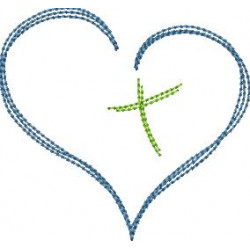 Stickdatei - Kreuz im Herz Abstrakt